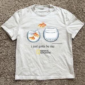 White 1990S National Geographic Fish Tee I Just Gotta Be Me